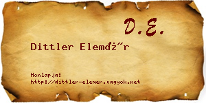 Dittler Elemér névjegykártya